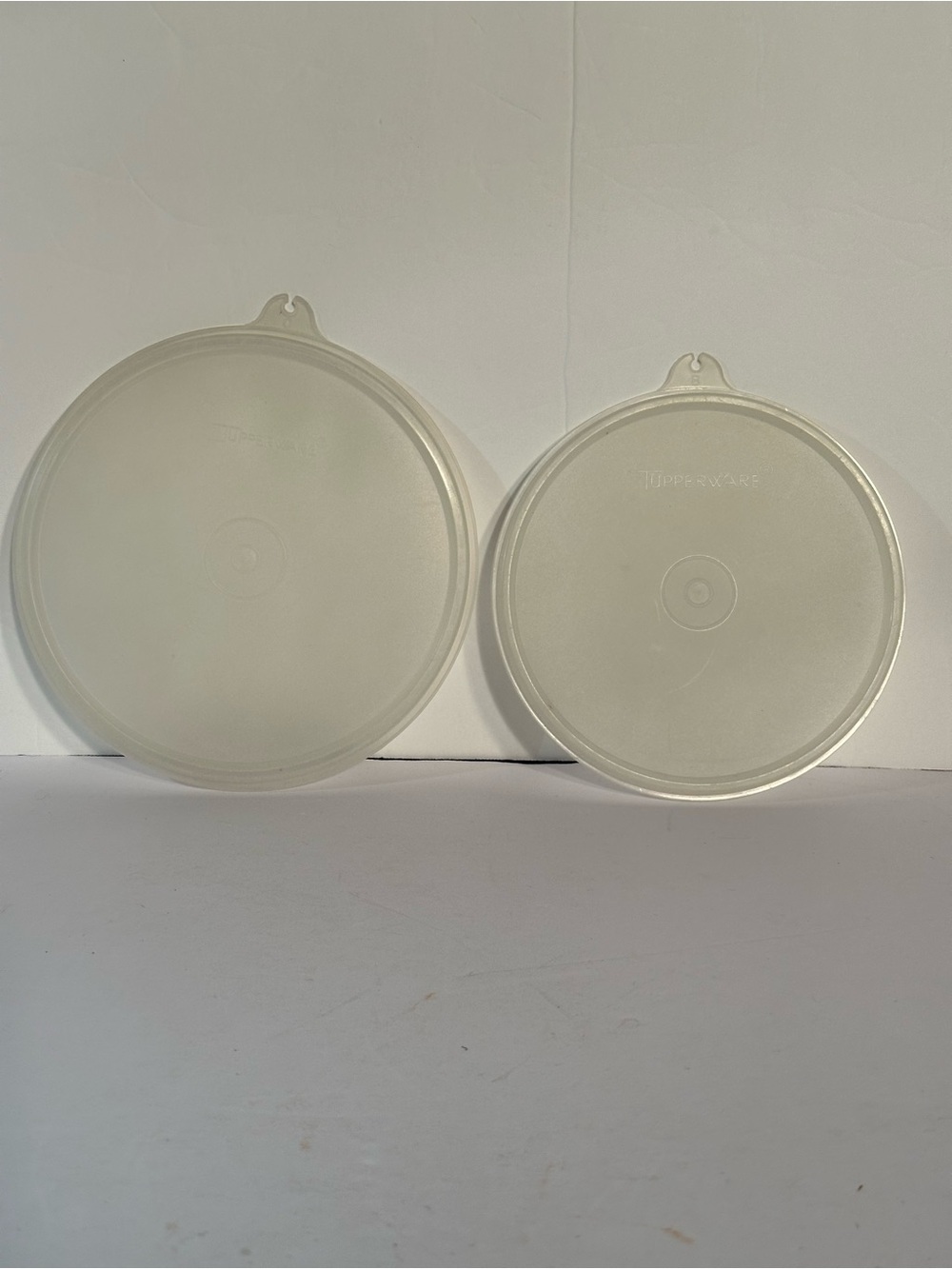 Vintage Lot Of 2 Tupperware Sheer Clear Replacement Lids 227 & 238 Preowned